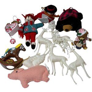 Christmas Ornaments Bundle Retro Animals Holiday Decor Crafts Mix